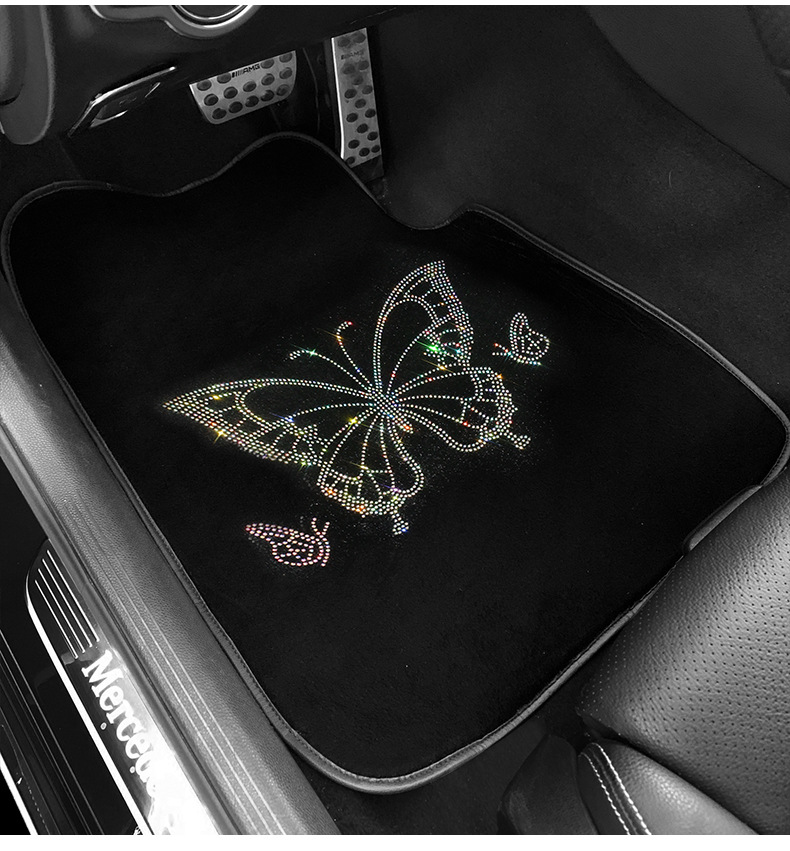 Car Velvet Foot Mat Carpet Type Universal Easy-to-Clean Waterproof Diamond Women's Car Mat Bicycle Inner Car Mat
