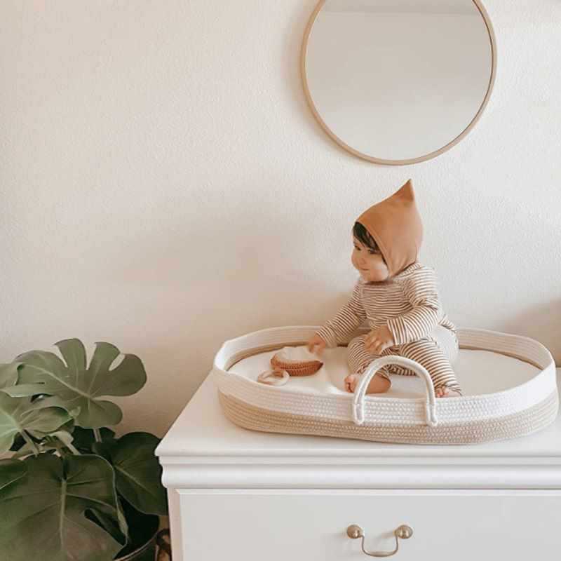 ✅ Ins New Cotton Rope Satchel Baby Basket Satchel Basket Light Satchel Baby Outing Sleeping Basket Creative Baby