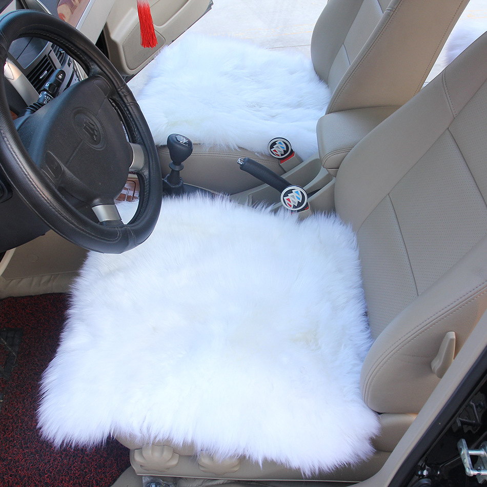 Pure Wool Car Seat Cushion Without Backrest Three-Piece Set Front and Rear Single Piece Square Cushion Fur Integrated Whole Goatskin Fur Cushion