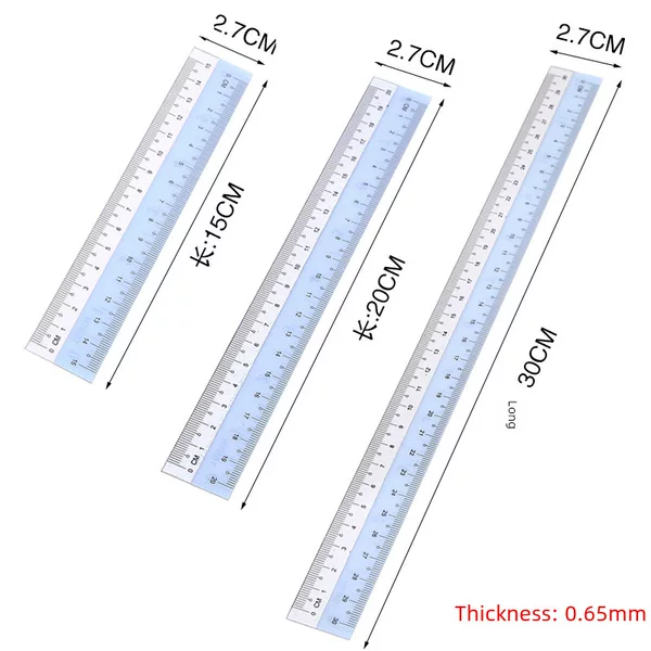 30cm transparent ruler plastic ruler 152030cm organic ruler PP soft ruler white edge ruler cross-border ruler