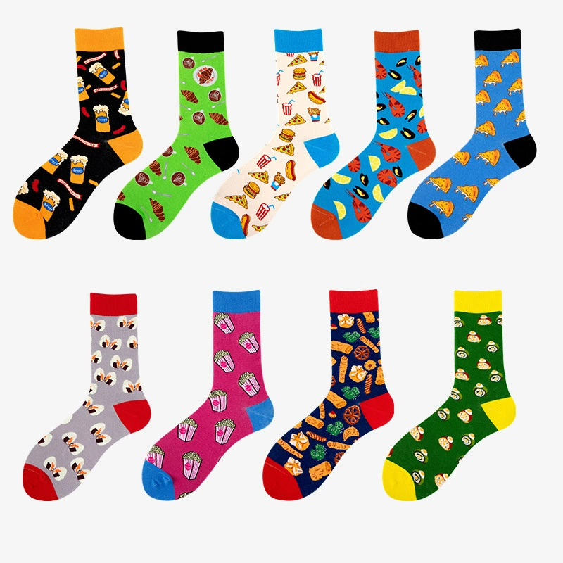 [新款男士中筒棉袜食物蔬菜寿司披萨男女情侣棉袜厂家SOCKS]