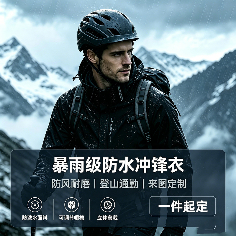 Cross-Border Outdoor Windproof and Waterproof Jacket for Men and Women, Suitable for Hiking, Mountaineering, and Camping, Can Be Customized with Logo