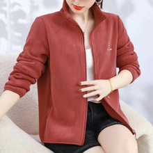 秋冬新款百搭休闲女士保暖妈妈装时尚韩版拉链显瘦外套夹克款上衣