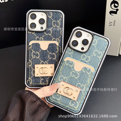 新款牛仔标签潮牌手机保护套适用iPhone16ProMax跨境苹果15手机壳