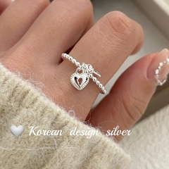 韓國ins東大門網紅指環 S925純銀鑰匙愛心形戒指小眾設計感情人節