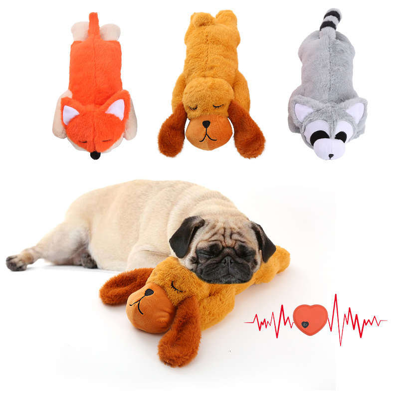 ペット用品なだめるぬいぐるみ犬のおもちゃ模擬ハートビート不安なだめるコンパニオン睡眠補助犬のおもちゃ|undefined