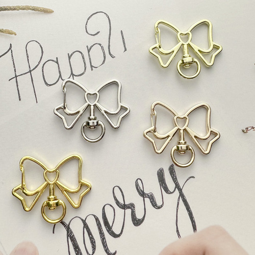 Bow rotating metal keychain electroplating process color-preserving handmade pendant accessories accessories