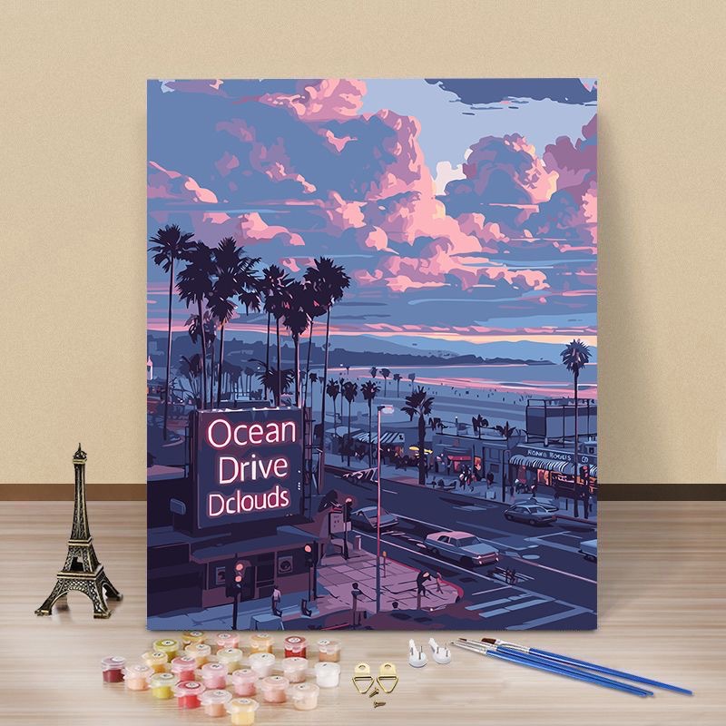 Diy pintura digital al óleo frente al mar verano hecha a mano Diy pinturas acrílicas curadas pinturas decorativas de la sala de estar