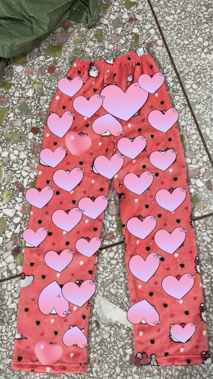 Dibujos Animados KT gato impreso pijama pantalones gruesos de coral de las mujeres de lana de otoño e invierno casa casual franela pijama pantalones gatito desgaste exterior