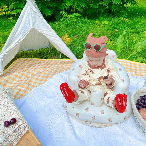 ins baby inflatable sofa seat, children's bath inflatable cushion, portable baby cushion, baby learning chair