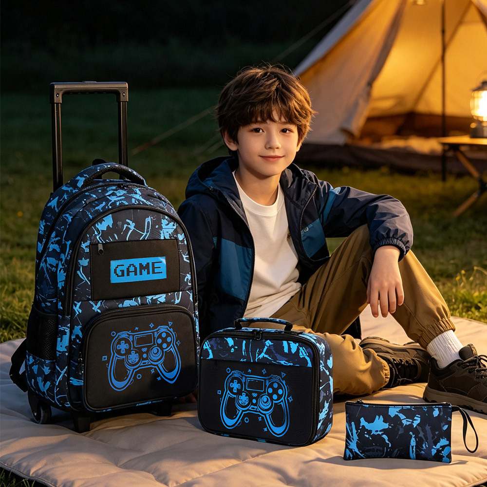 Comercio exterior nuevo camuflaje manejo de la máquina de juegos modelo de moda portátil bolsas de tres piezas de estudiantes de primaria y secundaria