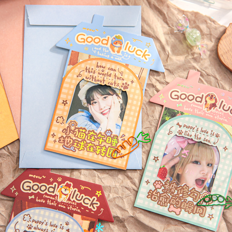 Tarjeta de felicitación de estilo lindo del Sr. Paper Miau Wang Lucky Town Series Mensaje de estudiante Deseos de cumpleaños Tarjeta de felicitación