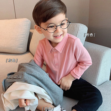 男童长袖翻领衫2025韩版棉类打底衫儿童翻领T恤洋气休闲上衣潮童