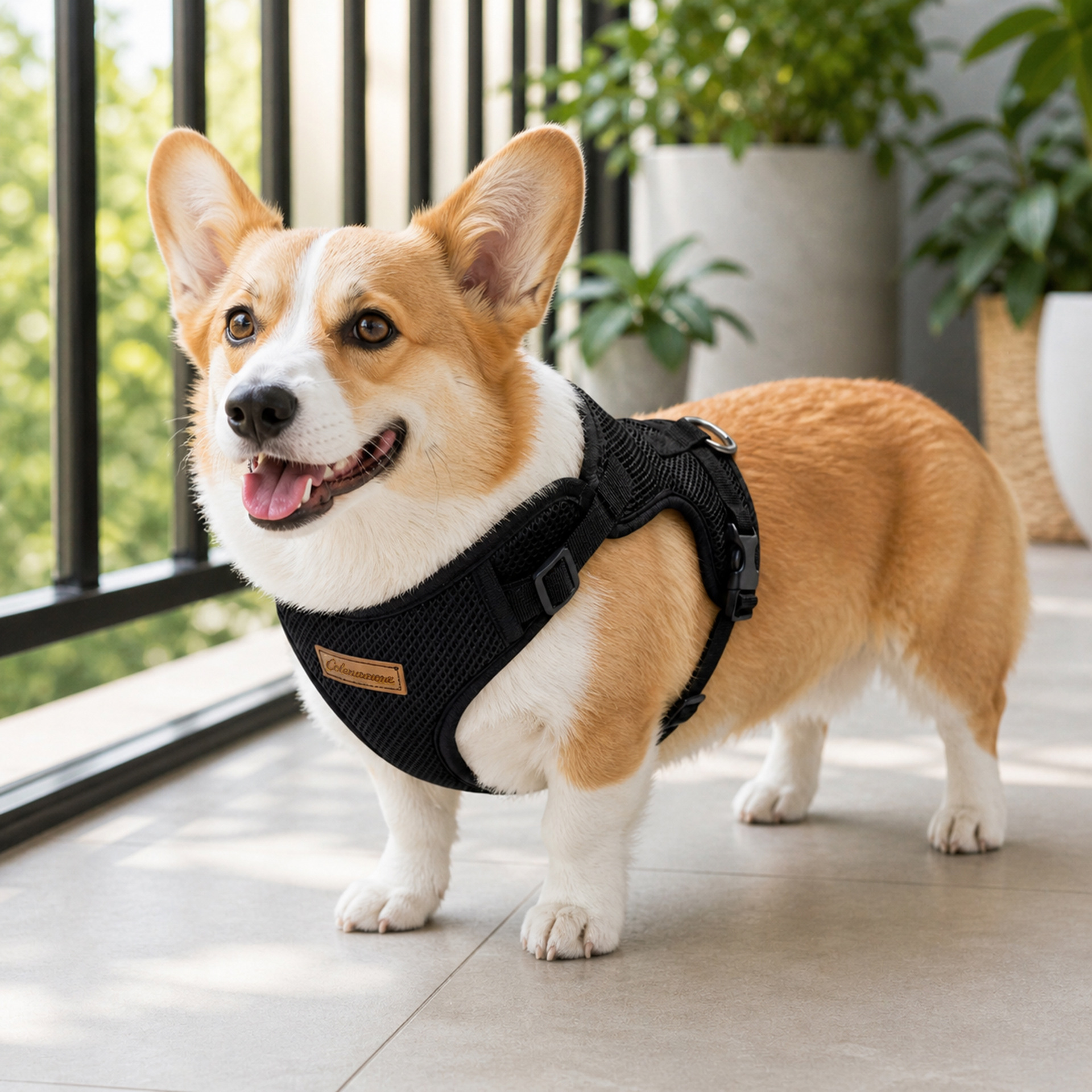 Adjustable Breathable Dog Harness for Corgis, Shiba Inus, and Small to Medium-Sized Dogs, Anti-Pull Walking Harness with Leash Attachment