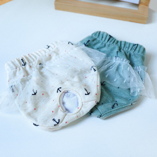 Pet dog menstrual pants, cute skirt lace pants, Teddy safety sanitary pants, star point anchor gauze menstrual pants
