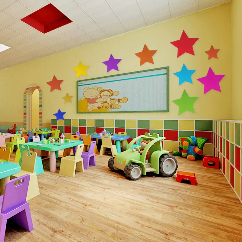 工厂定制跨境闪粉金葱双面五角星场地布置对装饰教室装饰道具加工