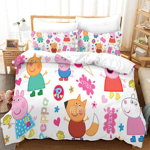 A three-piece set of quilt cover and pillowcase can be made into a four-piece set for making cross-border 3D digital printing.