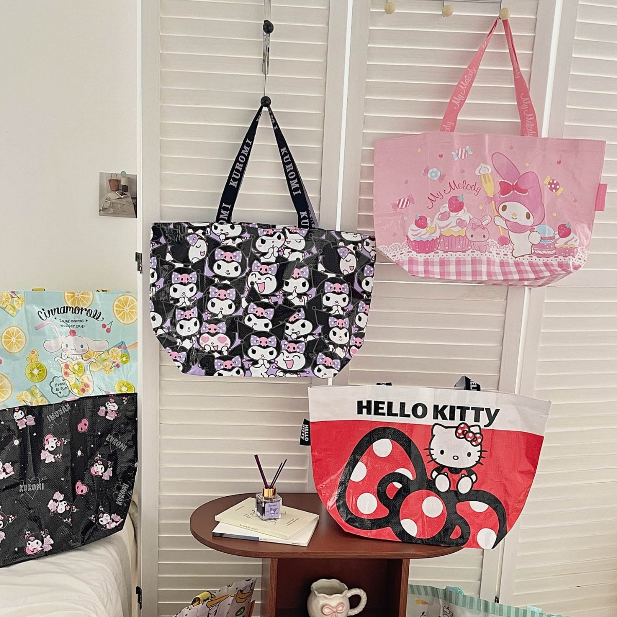 Sanrio Genuine Authorized Bags Cute Kulomi Folding Portable Shopping Bag Portable Shoulder Bag New