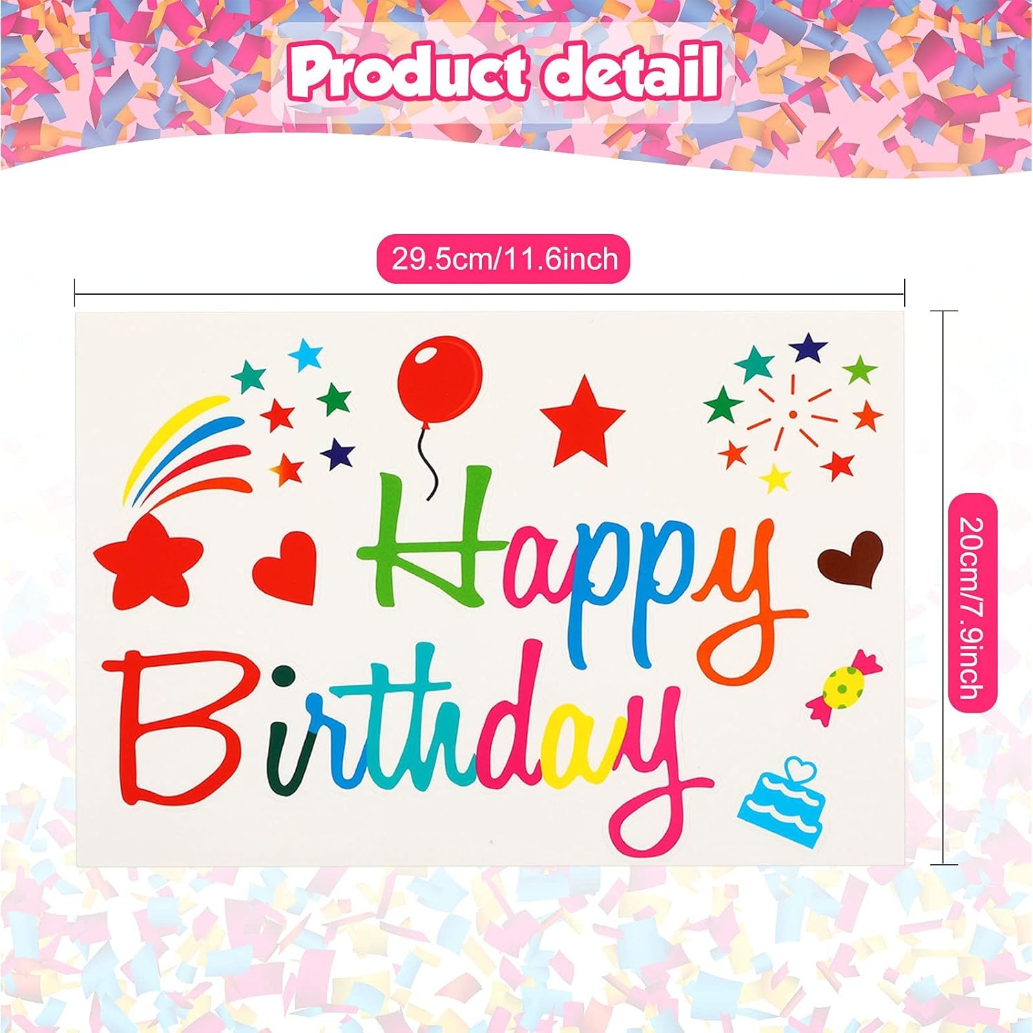 Caja de regalo de flores de comercio exterior pequeña tarjeta de felicitación colorida pegatinas de globo de cumpleaños DIY decoración de fiesta de gran tamaño image 3