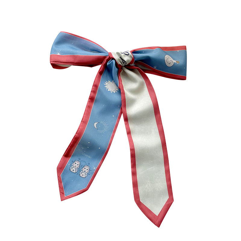 Doce constelaciones delgada estrecha larga bufanda de seda de primavera y verano todo partido corbata pajarita bolsa de corbata de pelo cinta decorativa accesorios para el cabello