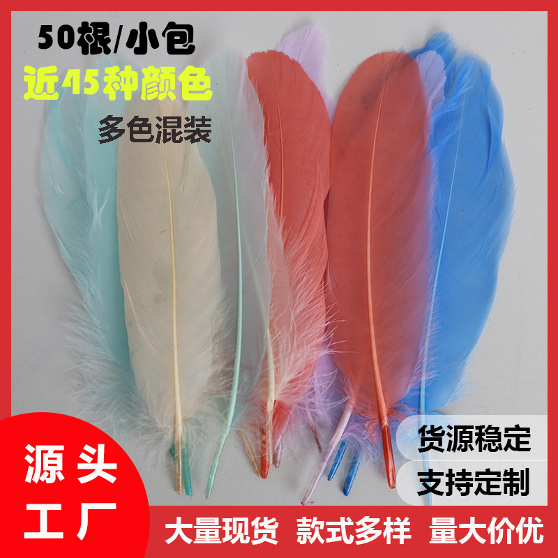 Feather Wholesale Macaron Goose Feathers Kindergarten DIY Colorful Feathers Large Floating Decorative Art Class Materials