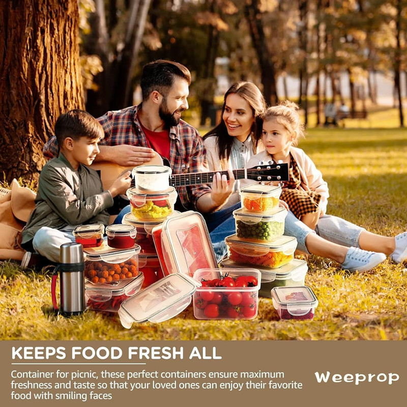 Refrigerador de cocina transfronteriza caja de preservación rectangular caja de almuerzo 6 juegos de alta capacidad sellada caja de almacenamiento de frutas de grado alimenticio