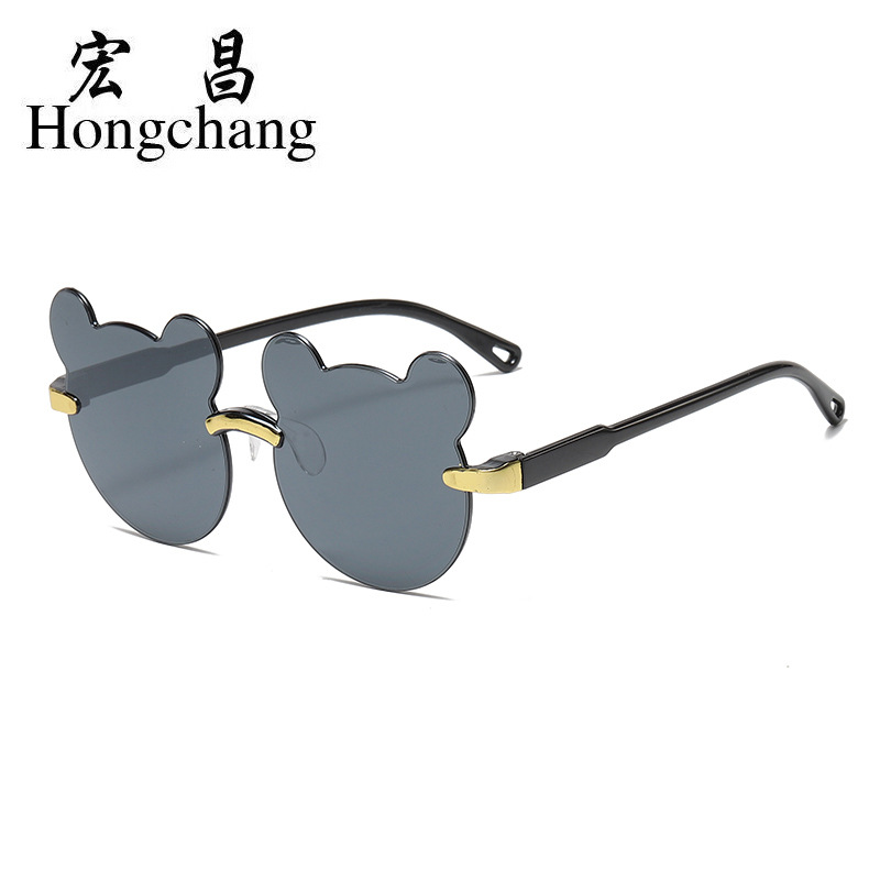 New Trend Kids Sunglasses Cute Fashion Bear Ears round Frame Glasses Transparent Kid's Cartoon Glasses