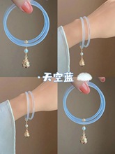 复古玻璃仿玉叮当铃铛镯细条手镯荔枝冻冻汉服配件少女闺蜜细镯子