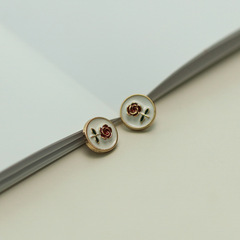 Artison ESSTUDIO Red Rose Button, White Dot Oil Metal Small Button for Shirt and Collar