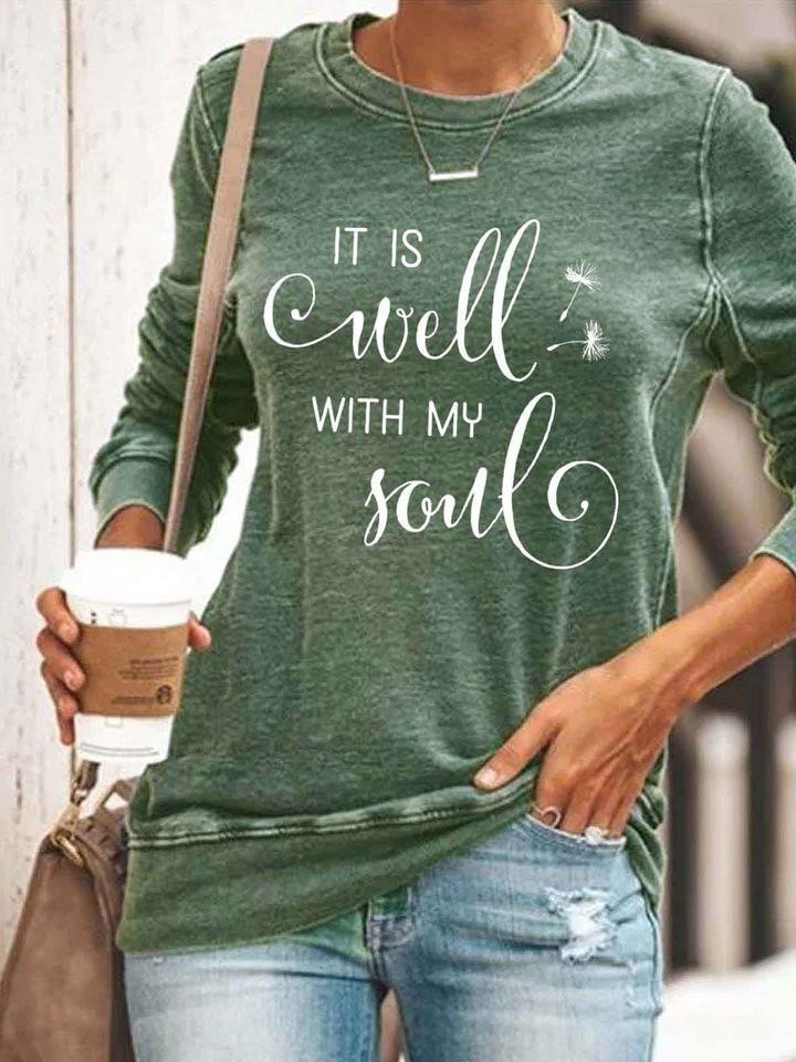 197g Weight Long Sleeve Sleeve Length Pullovers Placket Type Wholesale Women'S Casual Classic Style Streetwear Letter Dandelion Long Sleeve Printing Blouses