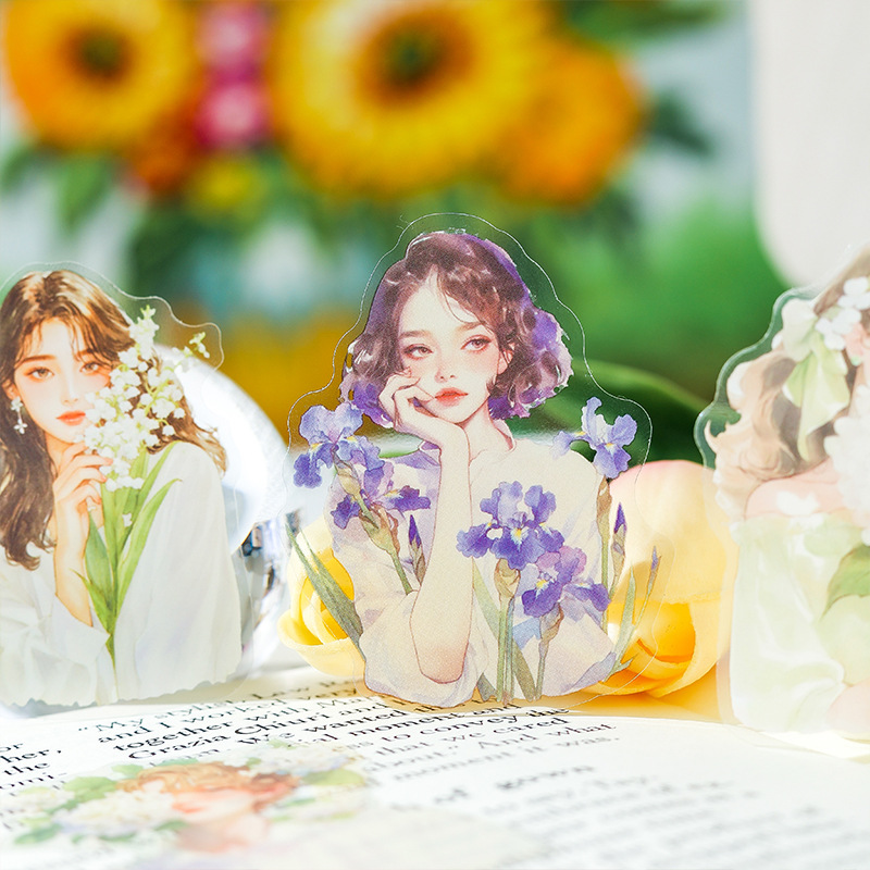 Tea Language Light Song Anime Flower Personaje Tema Pegatinas PET Material de decoración de cuentas de mano de bricolaje Paquete de pegatinas de personajes