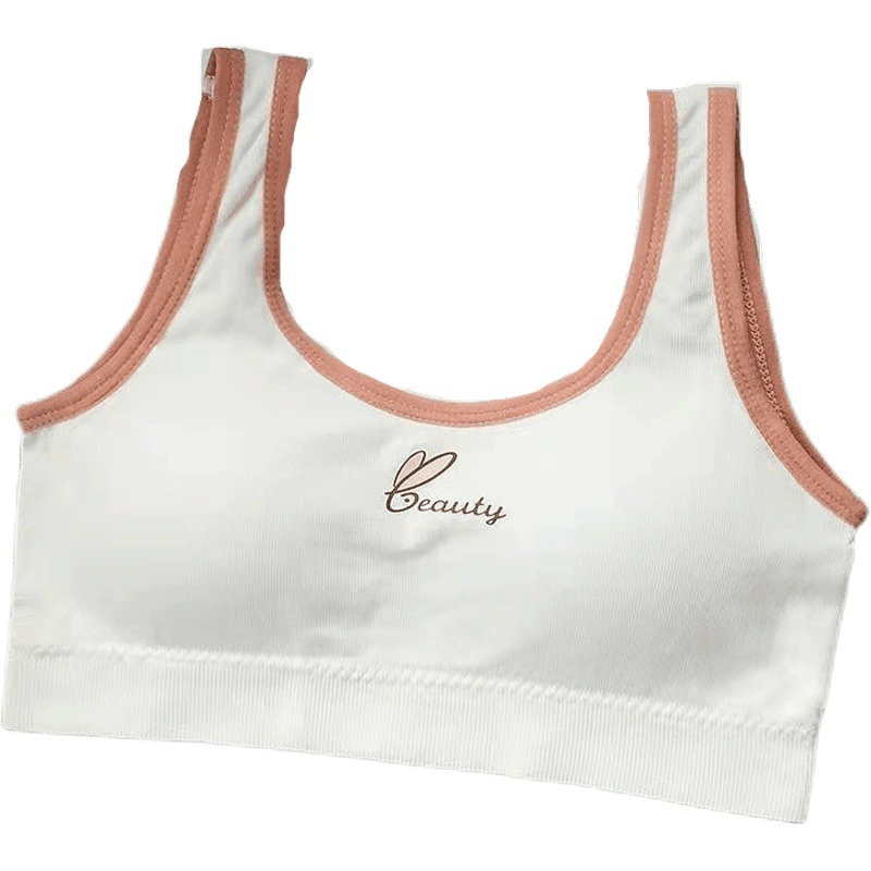 Девочки периода развития студенты контрастного цвета Бесшовные дышащие трубки топ младших школьников без стального кольца красота назад верхняя одежда нижнее белье