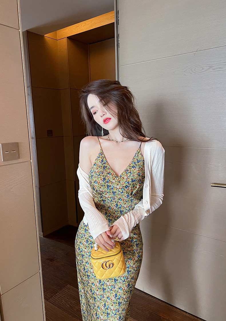 Áo cardigan nữ dệt kim mỏng chống nắng, tay ngắn, dáng suông, phối khăn choàng — Màu đen chi tiết 13