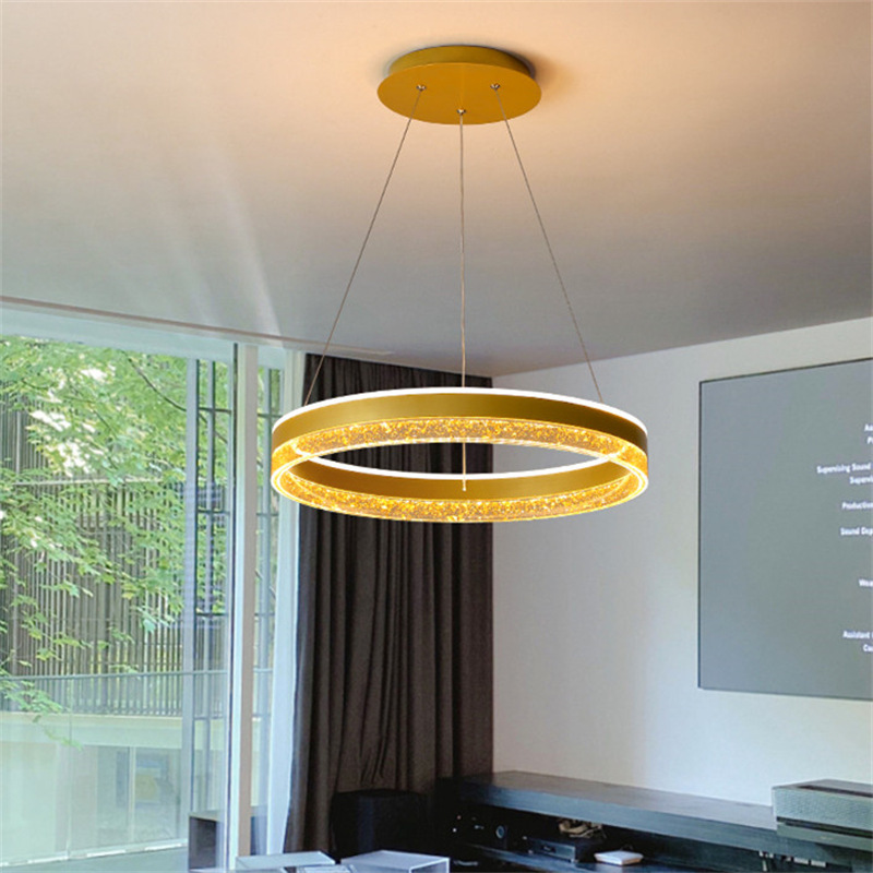 臥室吊燈極簡北歐燈具簡約房間書房圓環吊燈設計感後現代臥室主燈