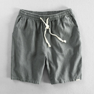 Summer Shorts Beach Pants Linen Loose Casual Elastic Band Five-Point Pants Japanese Style Young Men's Pants - Siyuan