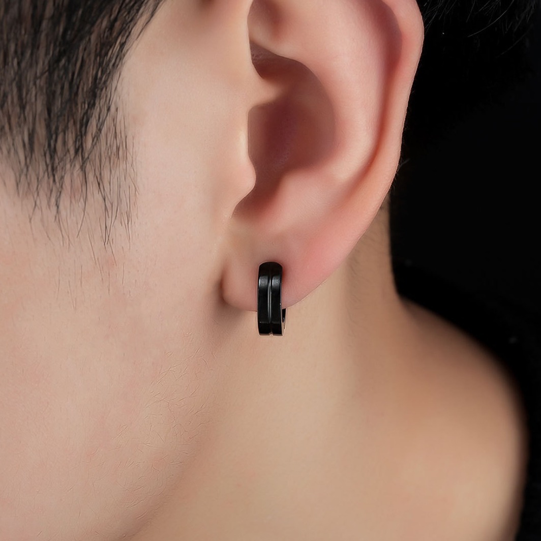 Cool Men’s Stud Earrings. Minimalist Street & Punk Style, Ideal For Casual, Party & Daily Wear. Made Of 316L Stainless Steel, Hypoallergenic, Nickel-_voghion.com