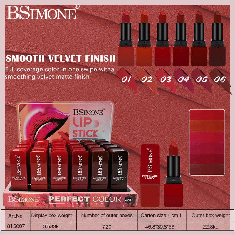 Display Box Wholesale Non-Stick Easy-To-Apply Silky Matte Lipstick Velvet Mist Kissable Lipstick That Doesn'T Fade Easily Display Box Wholesale Non-Stick Easy-To-Apply Silky Matte Lipstick Velvet Mist Kissable Lipstick That Doesn'T Fade Easily