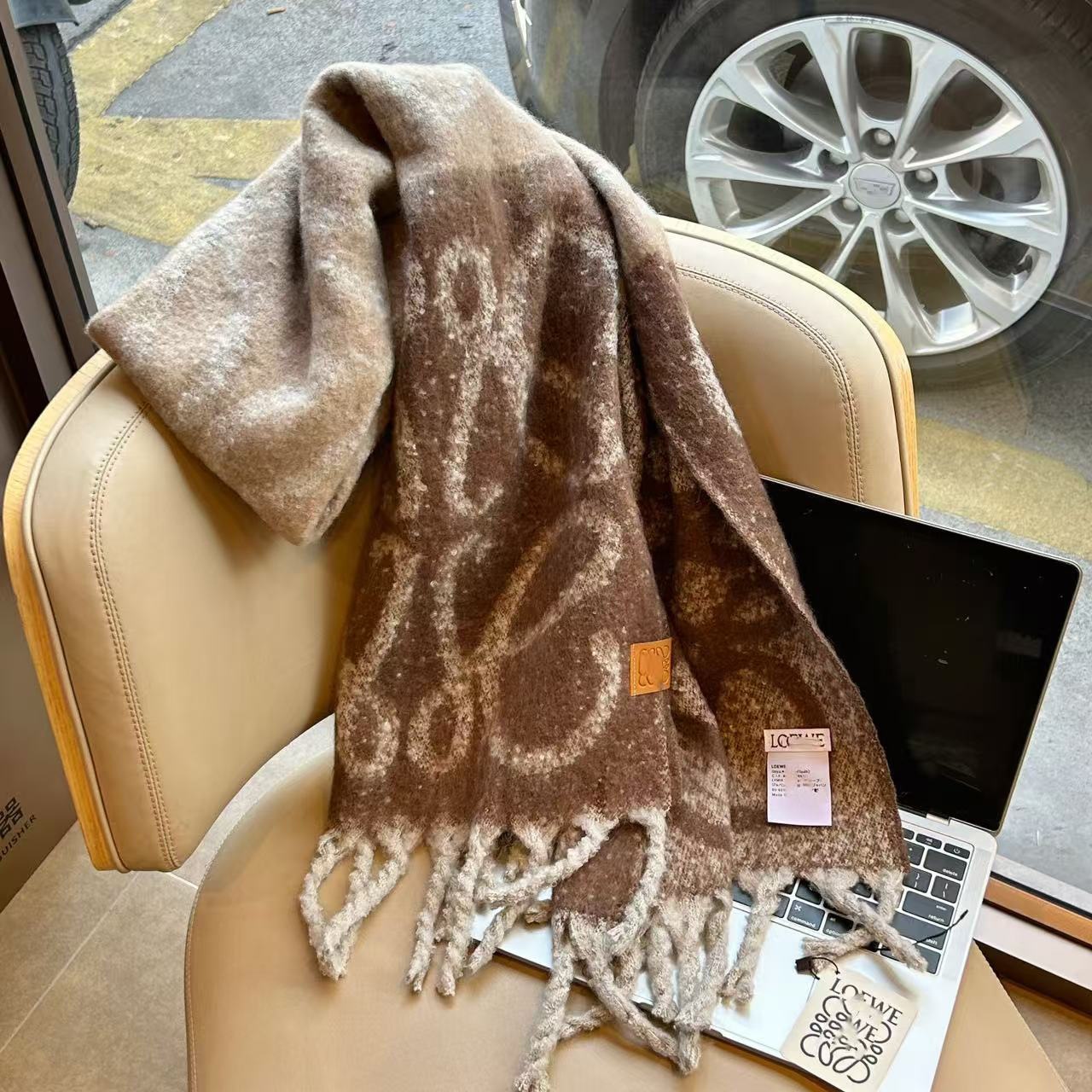 Loewe Anagram Scarf Brown