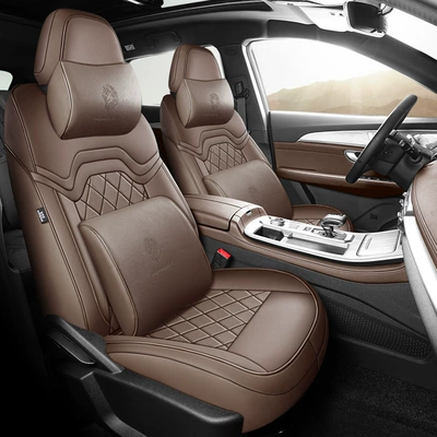 All Seasons, Full Leather Seat – Modelə uyğun (Original) oturacaq örtükləri - mocha-brown-five-seater-full-surround-memory-foam-edition-specifically-for-jietu-x70-plus-please-specify-year-and-configuration-in-order-notes