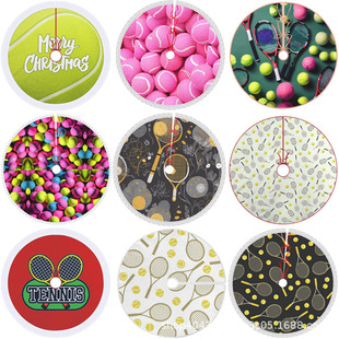 Tennis Tree Skirt Cross-border New Product 78cm90cm101cm122cm Linen Short Plush Christmas Tree Decorations