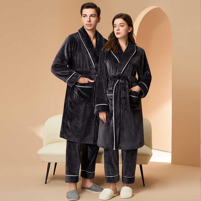 New Autumn and Winter Coral Velvet Pajamas for Men and Women, Thickeneded Velvet Couple Pajamas with Pants, Winter Warm Suit