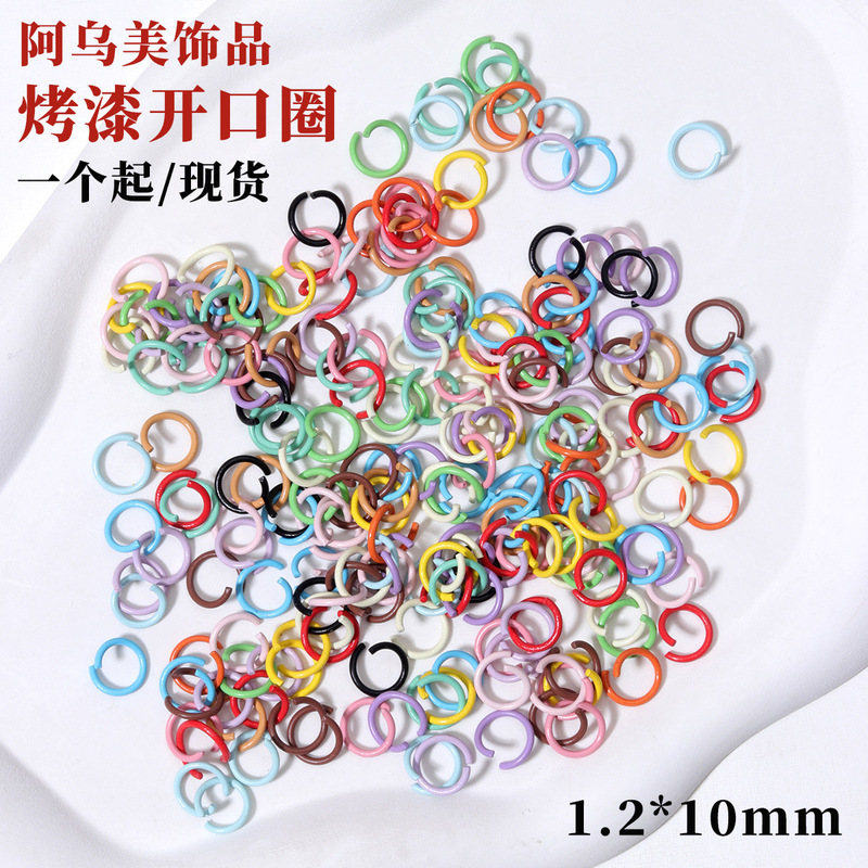 DIY Painted Colorful Open Ring Metal Connecting Ring Handmade Single Ring Bracelet Necklace Candy Colorful Keychain Material