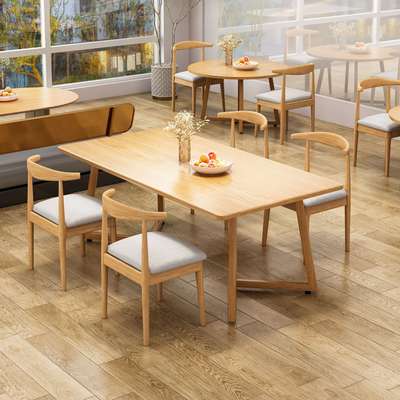 Dining table rectangular table small apartment internet celebrity dining table and chair commercial milk tea shop fast food restaurant table and chair combination suit