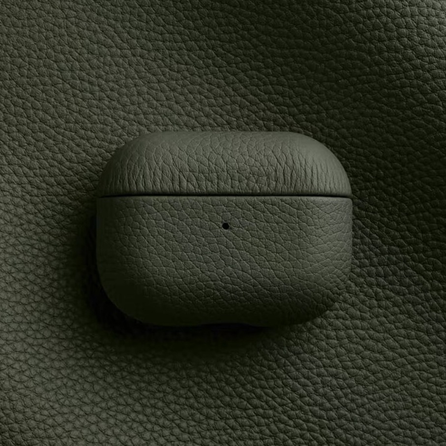 Кожаный защитный чехол Two Windows с текстурой личи для AirPods