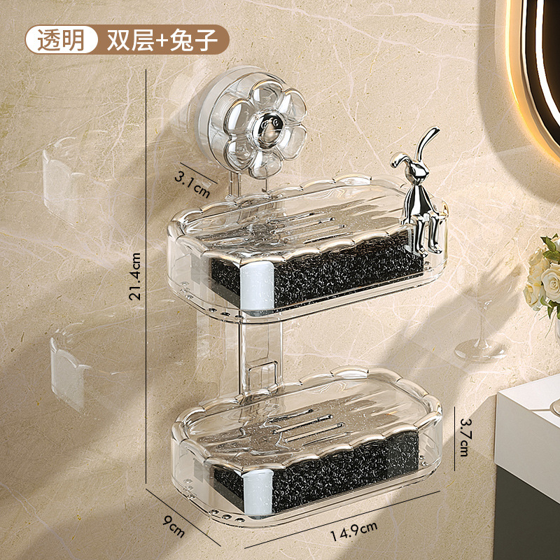 Ventosa caja de jabón caja de jabón caja de jabón de alta gama caja de jabón de alta gama para baño de doble drenaje doméstico sin perforaciones image 13
