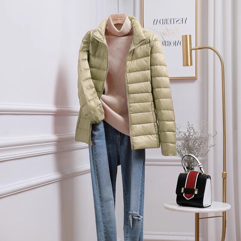 European down Jacket for Women 2026 New Style Lightweight Large Size Warm Slim Stand Collar Korean Style White Duck down Fashion Jacket
