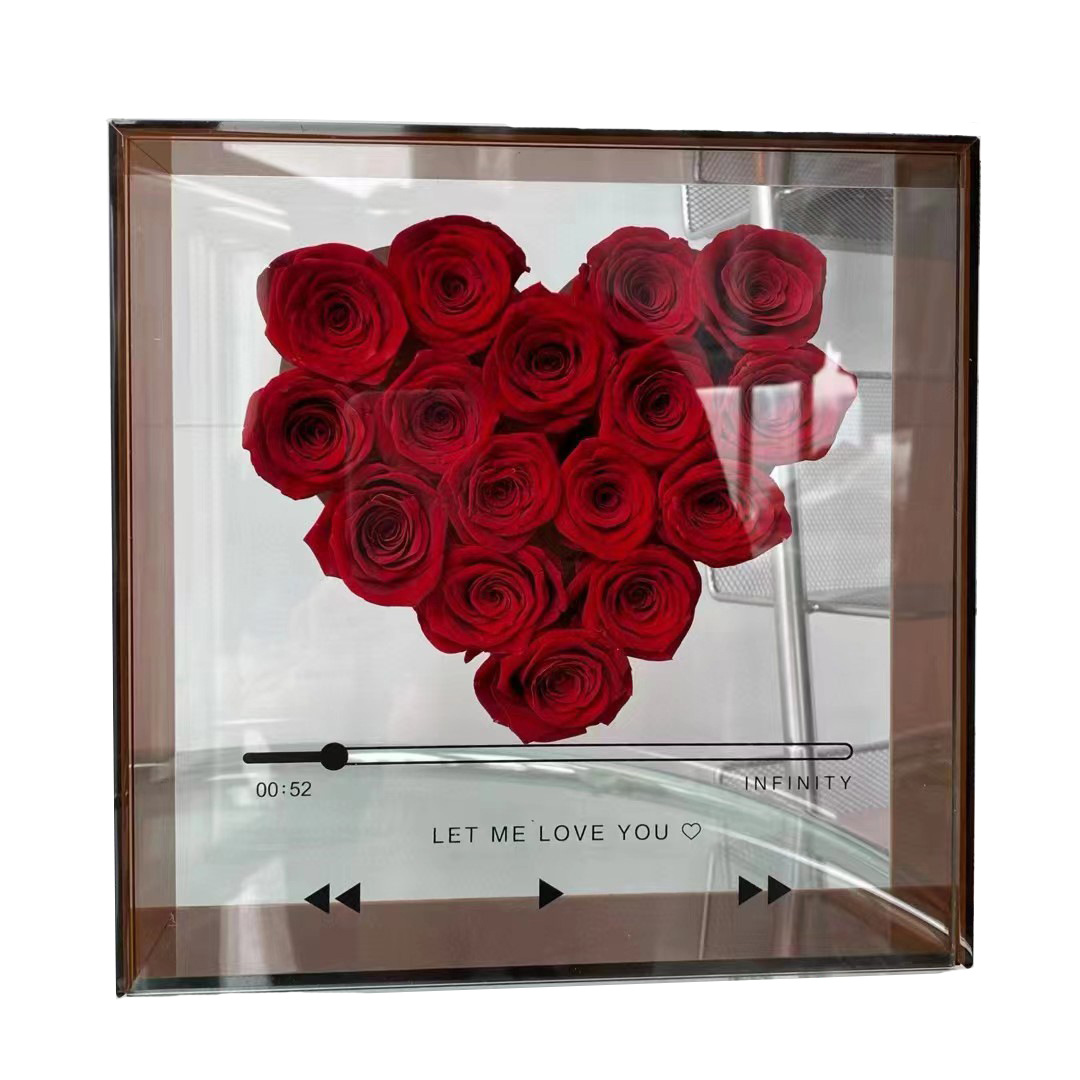 La vida eterna flores y rosas amor CD caja acrílica Qixian Día de San Valentín para enviar a la novia del día de los estudiantes regalos decoración
