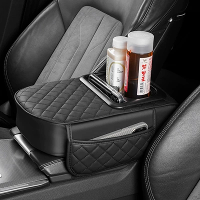 car center armrest tissue box | Armrest box pad - embroidery-style-black