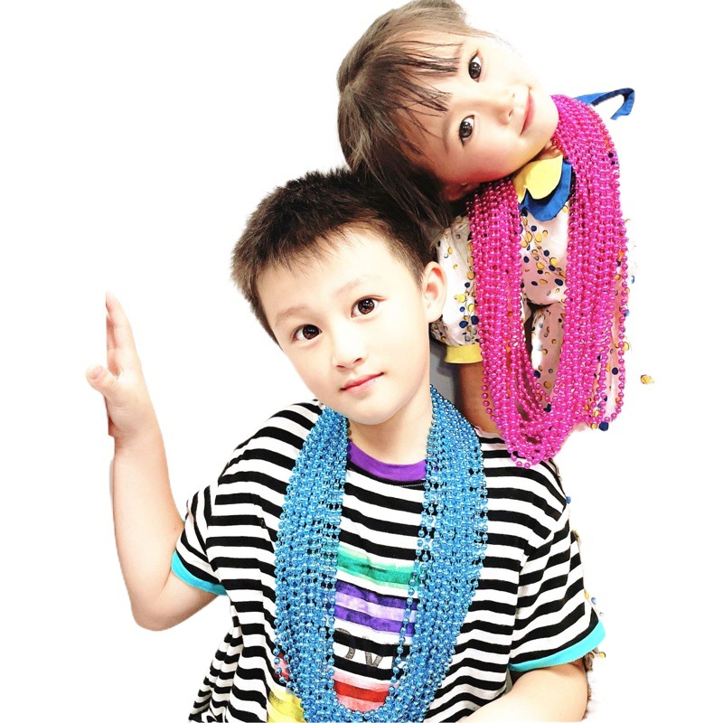 Transfronteriza Venta caliente bebé género fiesta collar carnaval fiesta collar de plástico chapado de plástico cuentas de alambre