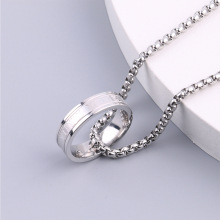 韩版不锈钢项链戒指吊坠罗马数字符号男士钛钢吊坠珠链钢色批发